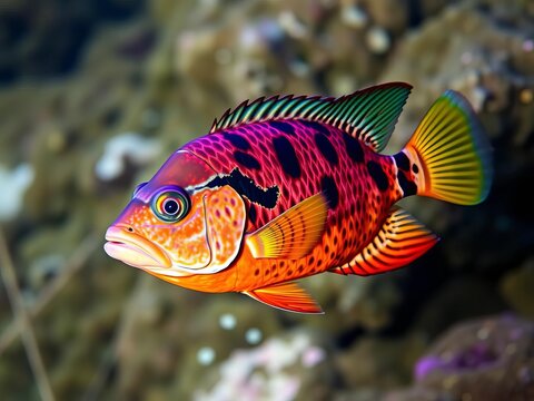 Majestic Frontosa cichlid, a deep-water jewel of Africa's Lake Tanganyika,  conservation,  biodiversity