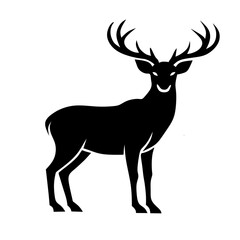  Standing Deer Silhouette Black Wild Animal Vector Isolated on White Background