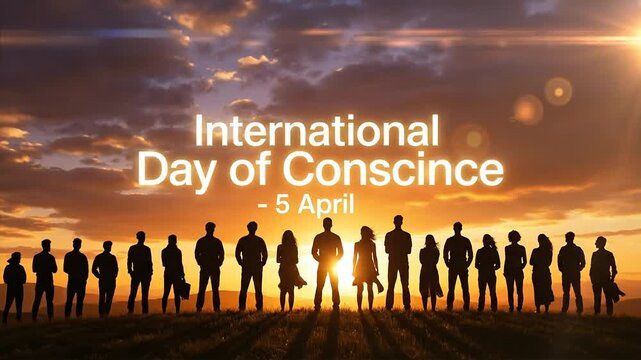 International Day of Conscience People Silhouettes Sunset.