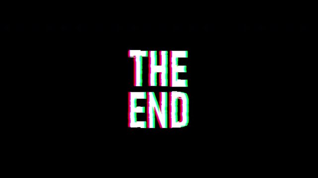 The End Text Animation with Transparent Alpha Channel and Glitch Effect for Video Outro Overlay