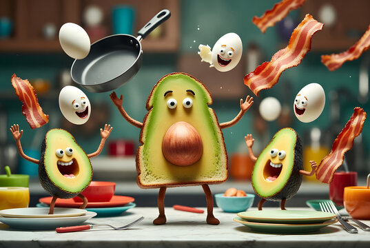 Dancing Avocado Toast Chaos &ndash; Silly Surreal Breakfast