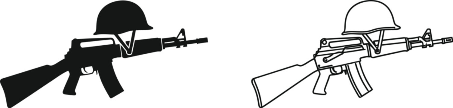 Rifle and machine gun silhouettes Vector