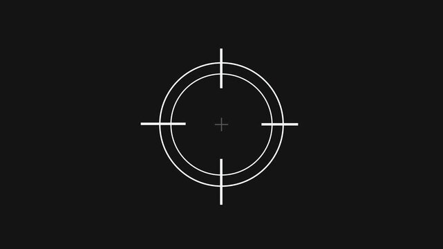 Crosshair Target Scope Symbol White on Black Background Aiming Sight.