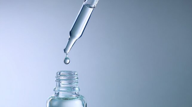 sedition. A single clear droplet falling from a glass dropper, studio lighting, clean aesthetic. bar promotions, beverage menus, designed for product packaging and bar promotions.