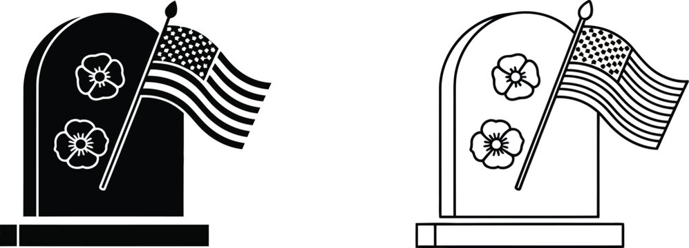 American emblem flag mailbox icon Vector