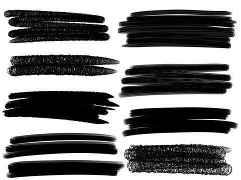 Set of grunge black strike through. 	