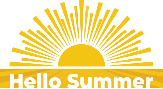 Hello Summer Sun Rays SVG 2026, Yellow Sunburst Silhouette Vector Clipart, Bright Sunrise Sublimation PNG Design for Cricut and Summer 2026 