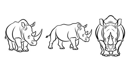 Obraz premium Set of Black and White Rhino Outlines