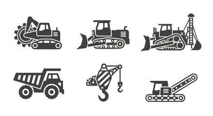 Heavy Machinery Equipment Icons Set Illustration. © yahya