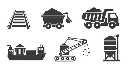 Naklejka premium Heavy Machinery Icons for Industrial Use.