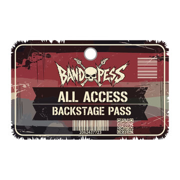 Vintage Band All Access Backstage Pass with Skull and Crossbones