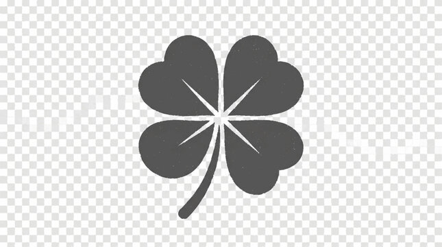 Modern grey four leaf clover icon isolated on transparent background for luck and nature designs