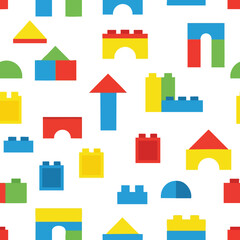 Fototapeta premium Seamless pattern of colorful building blocks, forming abstract structures and shapes