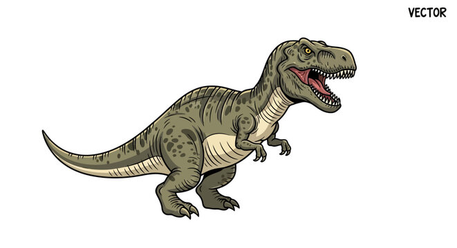 Tyrannosaurus Rex Cartoon Illustration.