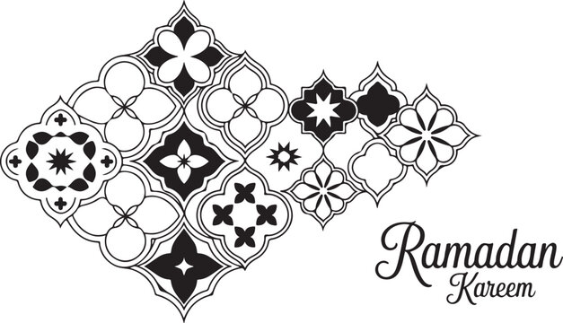 Ramadan Kareem greeting card with floral arabesque pattern design