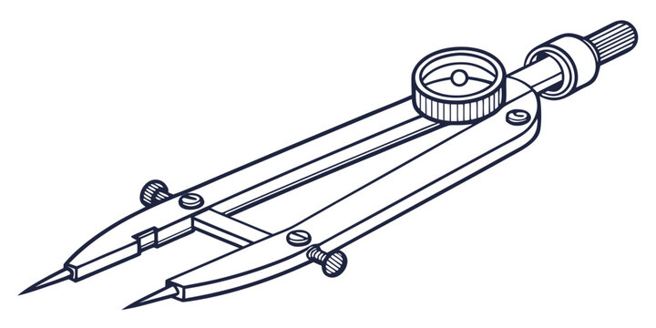 Precision tools including a protractor and compass for technical drawing