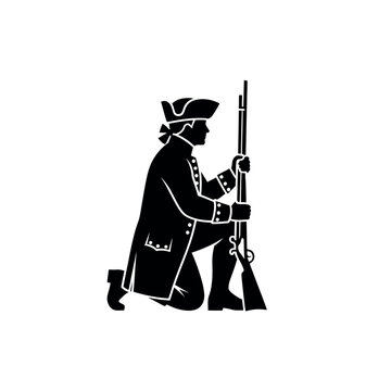 American Revolutionary War Minuteman Soldier Silhouette.