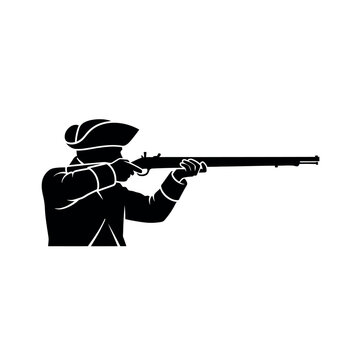 American Revolutionary War Minuteman Soldier with Musket Rifle.
