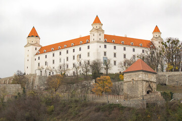 Obraz premium Medieval white castle in the historical center of Bratislava, Slovakia