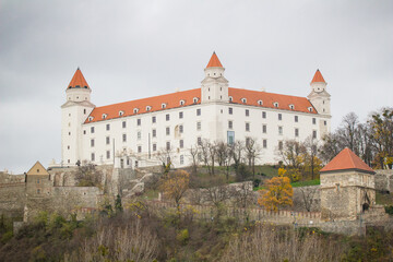 Fototapeta premium Medieval white castle in the historical center of Bratislava, Slovakia