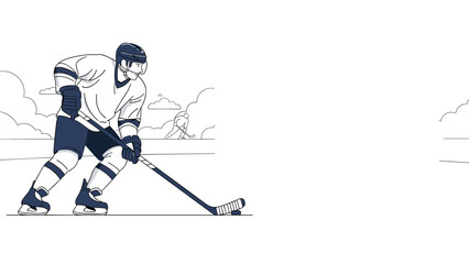 Fototapeta premium Professional ice hockey player in full equipment skating and handling a stick during an intense game on a white background.