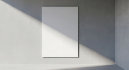 Fototapeta premium Blank canvas on a concrete wall with dramatic light and shadow