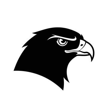 Black silhouette of eagle head profile.