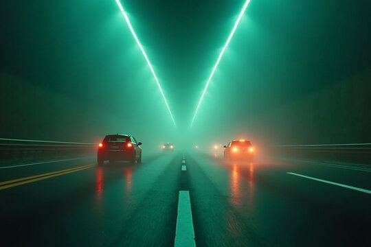 Digital Road Infrastructure Autonomous Vehicles Natural Composition