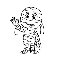 Obraz premium Cartoon Mummy Character Waving Hand Greeting.