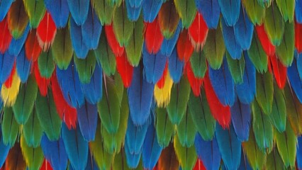 Obraz premium Vibrant geometric feathers in a kaleidoscopic pattern of bold colors