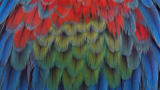 Vibrant plumage of a colorful tropical bird in close-up detail.