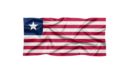 The national flag of Liberia waving gently isolated on transparent background