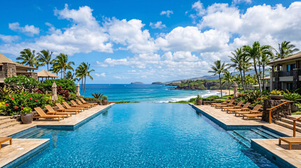 swimming pool in tropical resort
