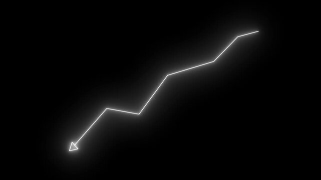 Glowing neon arrow business graph chart animation. business success arrow concept. Neon business growth animation with up arrow. 4k animation.