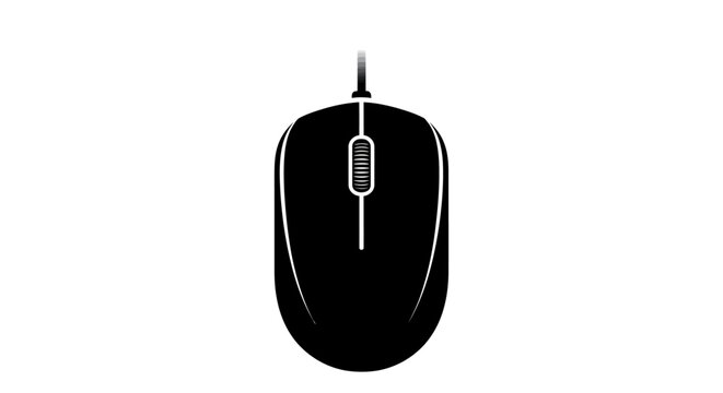 Black computer mouse with cord.