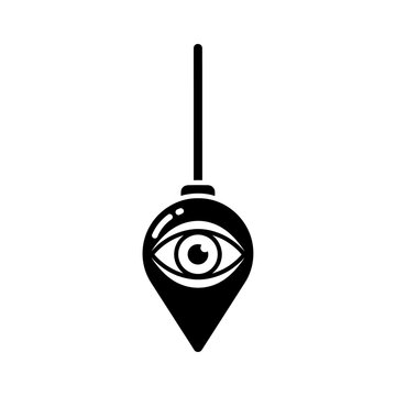 A black pendulum with an eye symbol isolated on a white background