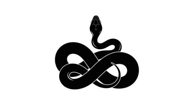 Black snake curled up tightly coiled.