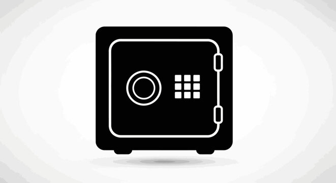 Black safe box with dial and buttons.