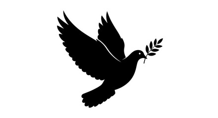 Obraz premium Black silhouette of a flying dove.