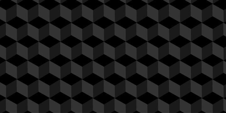 Vector structure box minimal black abstract cube square wall texture. geometric tile hexagon mosaic wall grid wallpaper. minimal geometric block cube isometric mosaic texture background.