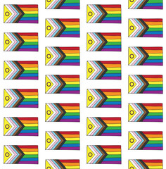 Fototapeta premium Vector seamless pattern of hand drawn sketch doodle outline LGBTQ flag isolated on white background