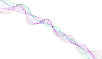 Naklejka premium Abstract digital wave composed of countless small, vibrant purple, pink, and turquoise particles flowing diagonally isolated on transparent background