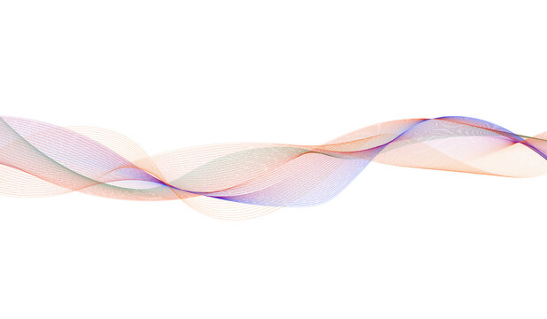 Abstract colorful wave pattern with gradient transitions and fluid motion isolated on transparent background
