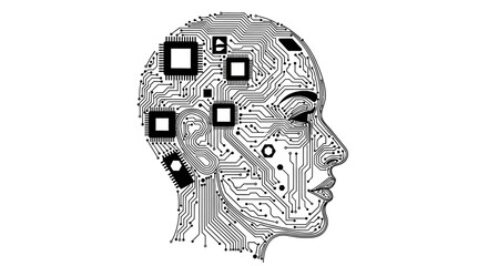 Obraz premium Circuit board human head profile.