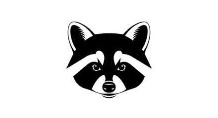 Raccoon face black and white illustration. © alvin