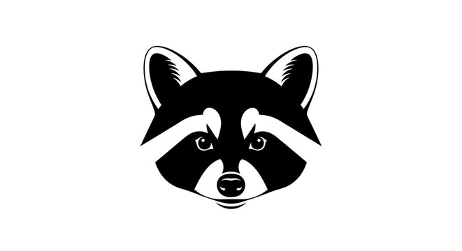 Raccoon face black and white illustration.