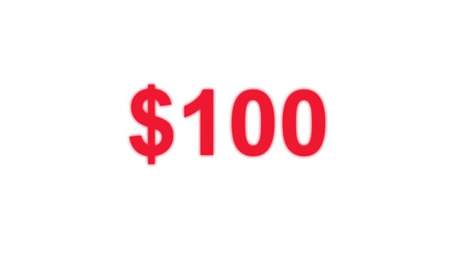 Dollar Counter Animation. Animation Money Counter from 0 to 200 used dollar neon line on black background.