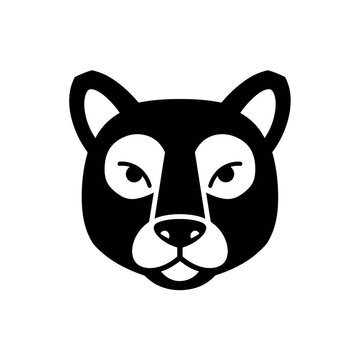 Stylized Black Bear Face Icon on White vector illustration