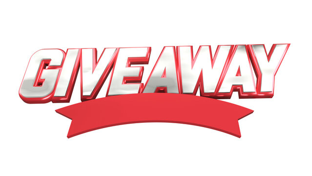 3d red giveaway promotion sale badge icon or starburst sticker, logo isolated design on white background. Rendering cartoon illustration