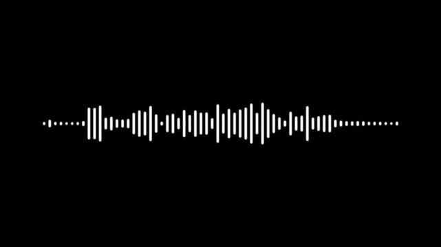Abstract white audio frequency waveform animation on transparent background, minimal music sound wave icon animation. Dynamic sound wave reacts to music beats for podcast .